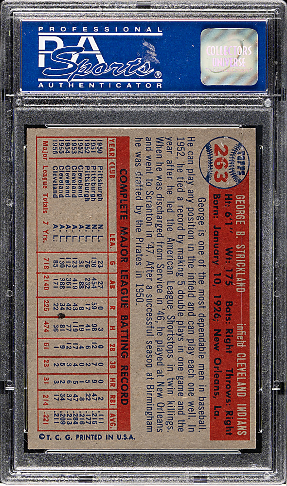 1957 Topps #263 George Strickland PSA NM-MT 8