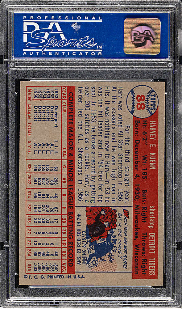 1957 Topps #88 Harvey Kuenn PSA NM-MT 8