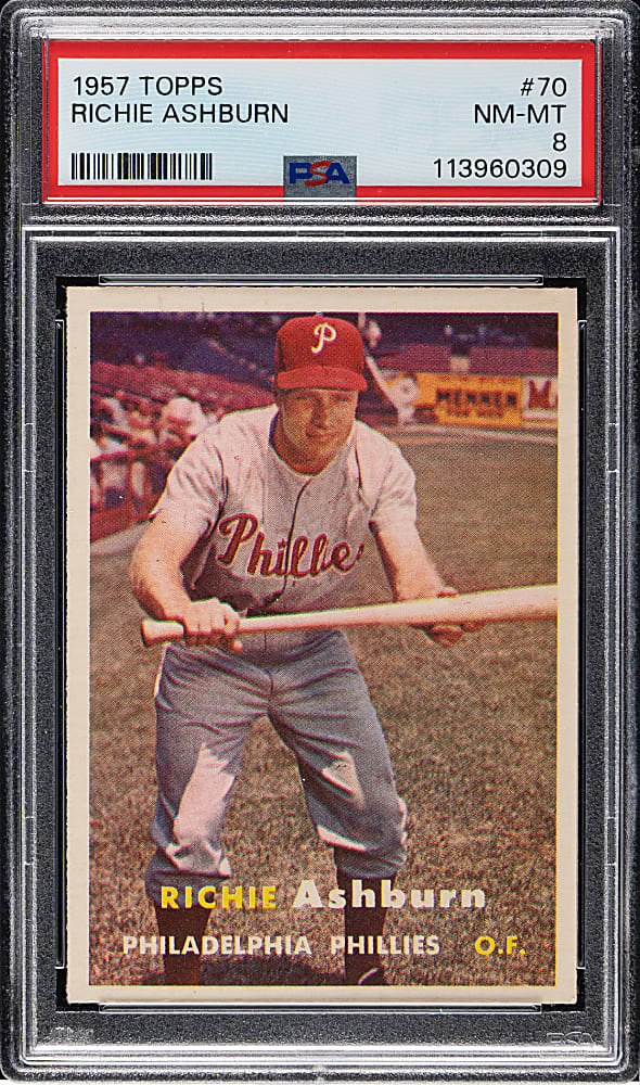 1957 Topps #70 Richie Ashburn PSA NM-MT 8