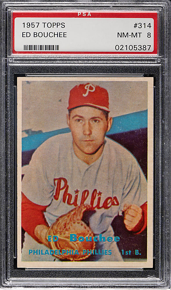 1957 Topps #314 Ed Bouchee PSA NM-MT 8