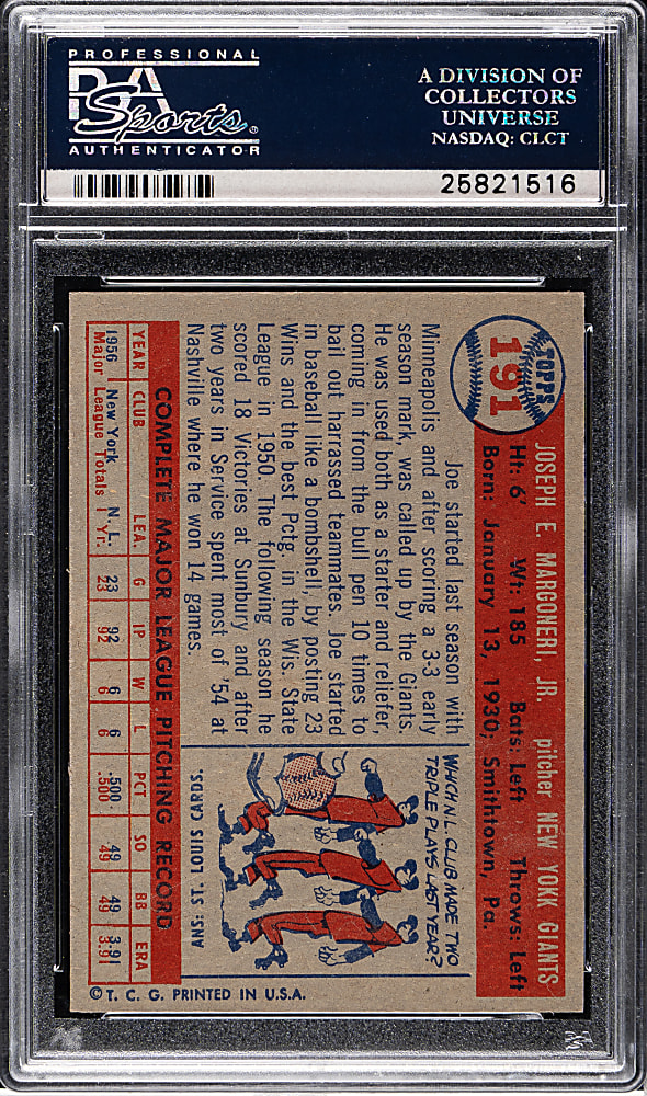 1957 Topps #191 Joe Margoneri PSA NM-MT+ 8.5