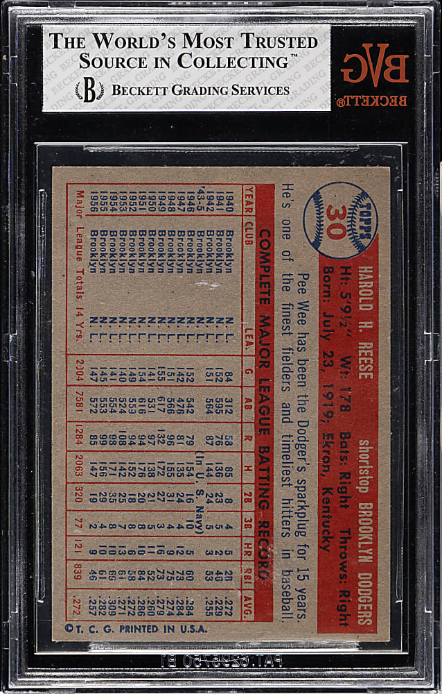 1957 Topps #30 Pee Wee Reese BVG NM-MT 8