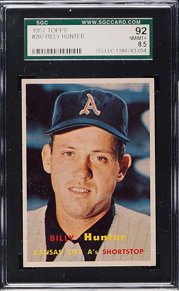 1957 Topps #207 Billy Hunter SGC NM/MT+ 92