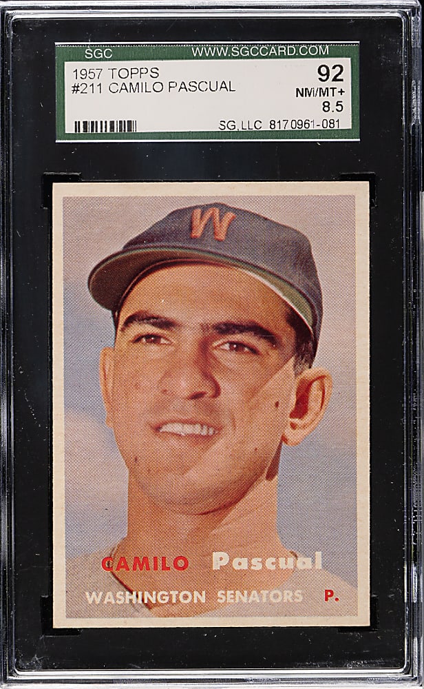 1957 Topps #211 Camilo Pascual SGC NM/MT+ 92