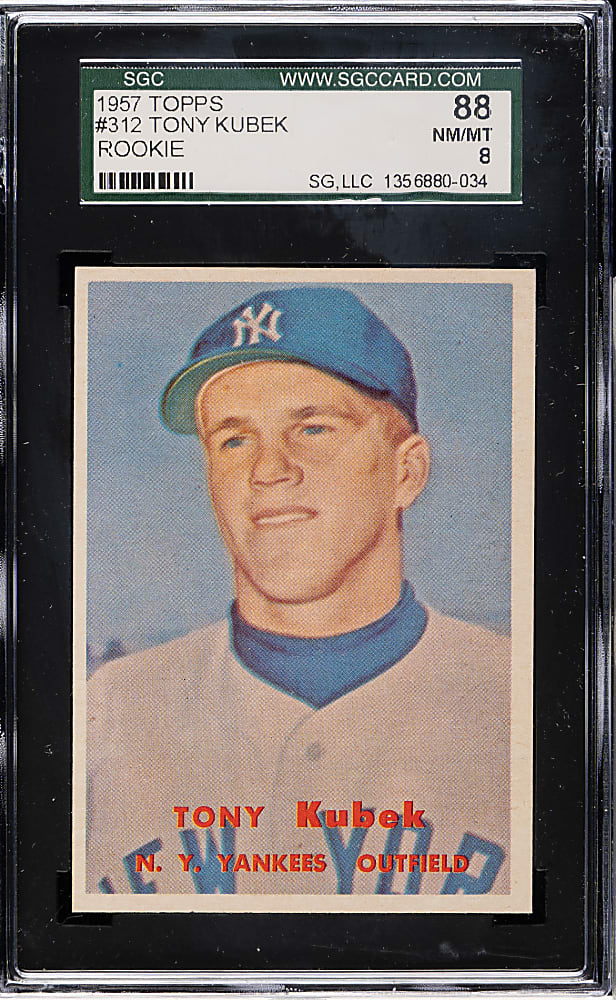 1957 Topps #312 Tony Kubek Rookie SGC NM/MT 88