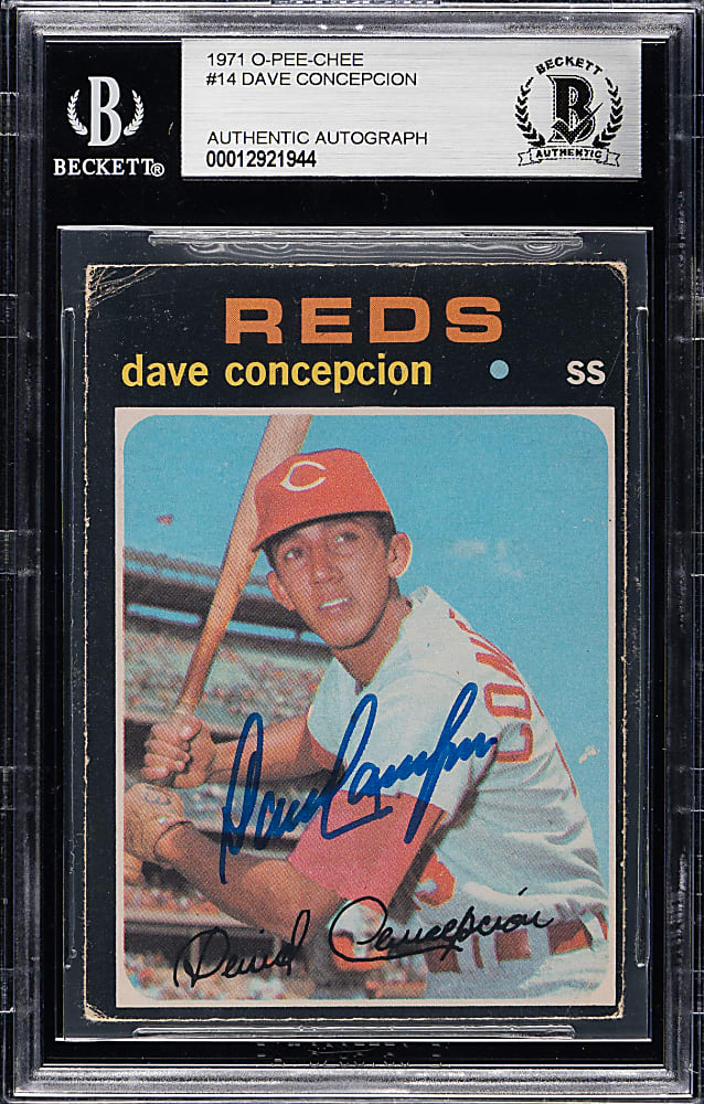 Signed 1971 O-Pee-Chee #14 Dave Concepcion Rookie - Beckett