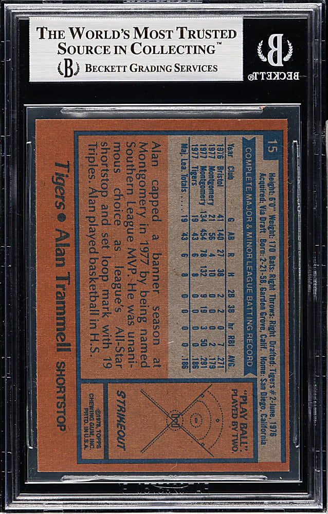 Signed 1978 Topps Burger King #15 Alan Trammell - Beckett