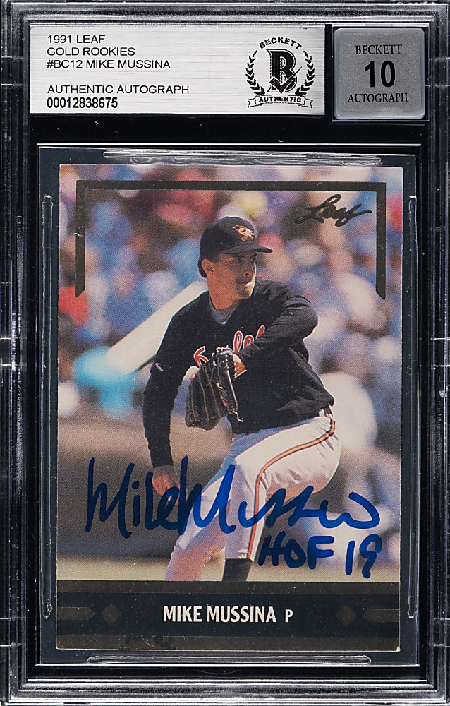 Signed 1991 Leaf Gold Rookies #BC12 Mike Mussina Rookie Beckett GEM MINT 10