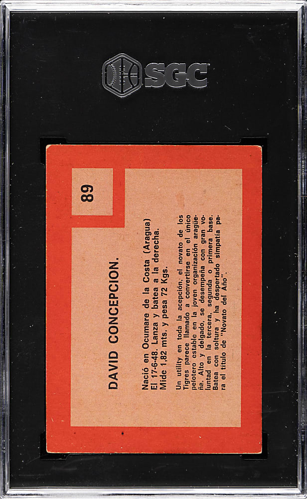 1967 Topps Venezuelan "Winter League" #89 Dave Concepcion Rookie SGC FAIR 1.5