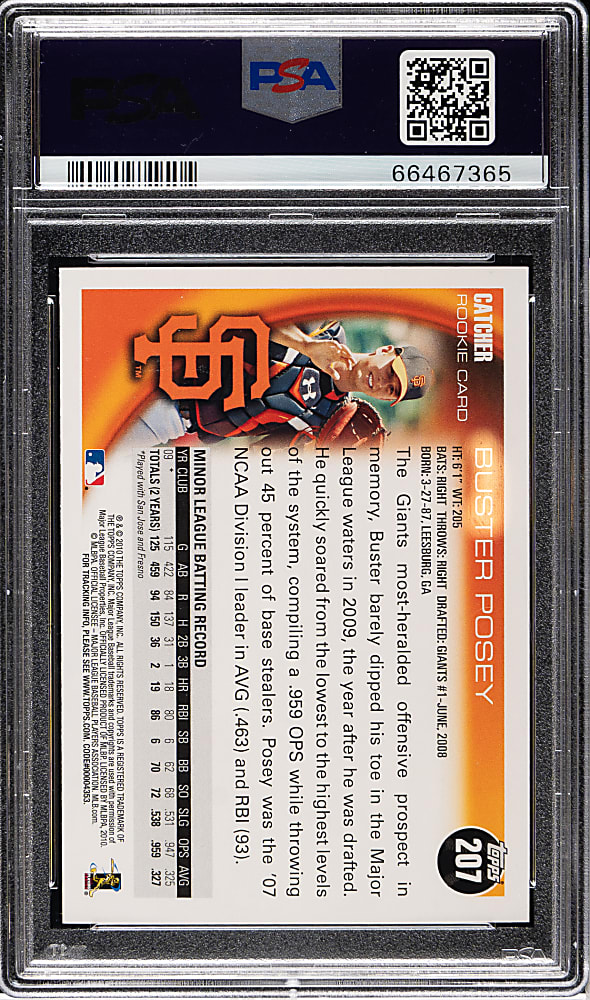 2010 Topps Opening Day #207 Buster Posey Rookie PSA GEM MINT 10