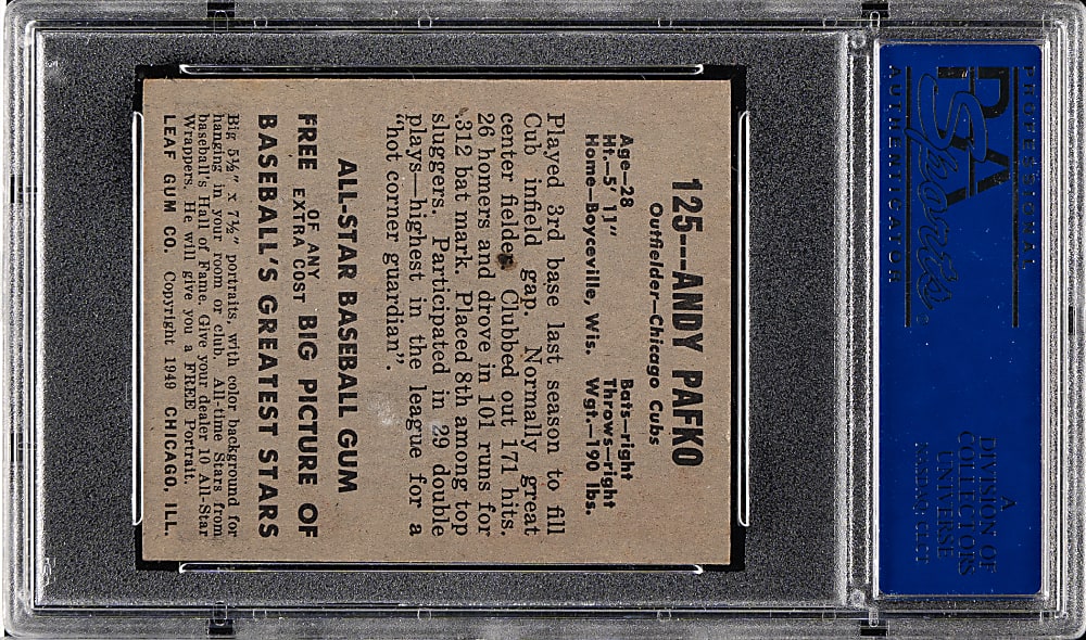 1948-1949 Leaf #125 Andy Pafko Rookie PSA EX-MT 6