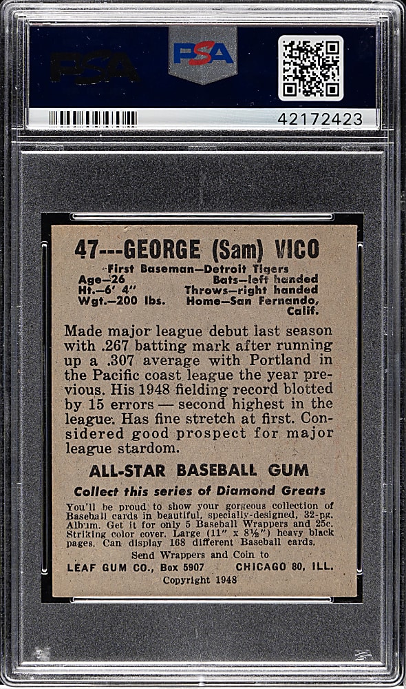 1948-1949 Leaf #47 George Vico PSA EX-MT+ 6.5