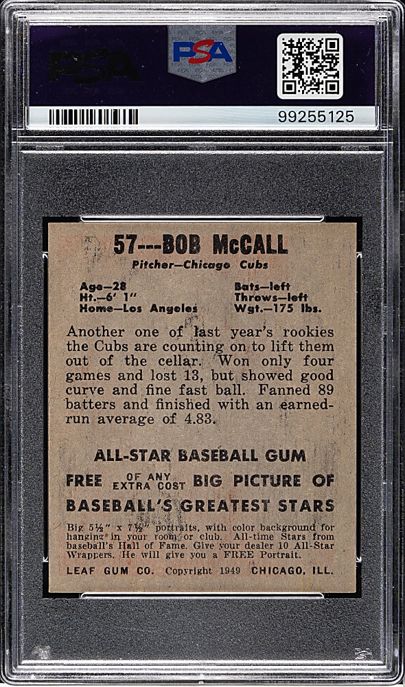 1948-1949 Leaf #57 Bob McCall PSA NM 7