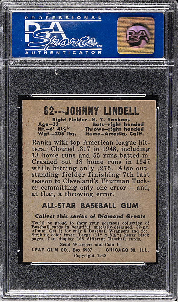 1948-1949 Leaf #82 Johnny Lindell PSA NM 7