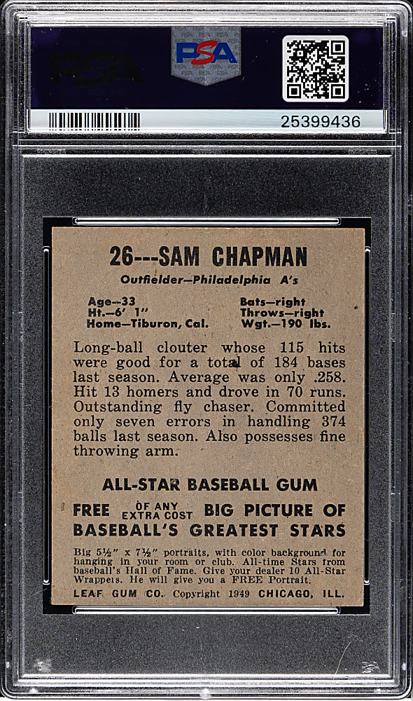 1948-1949 Leaf #26 Sam Chapman PSA NM 7