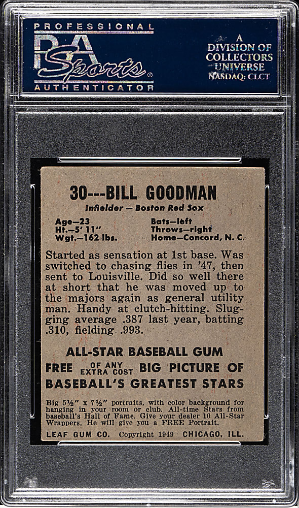 1948-1949 Leaf #30 Bill Goodman Short Print PSA VG 3