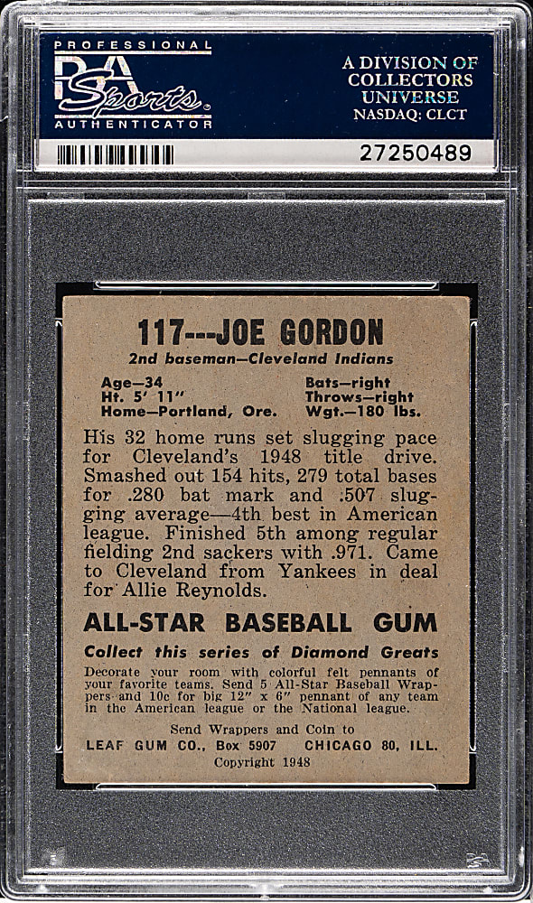 1948-1949 Leaf #117 Joe Gordon PSA EX 5