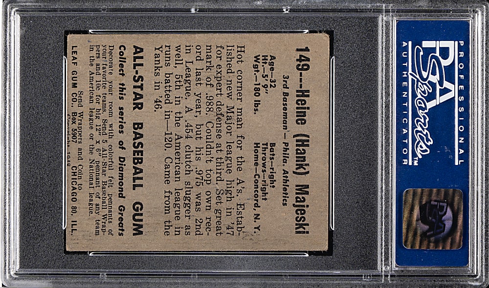 1948-1949 Leaf #149 Henry Majeski Short Print PSA EX 5