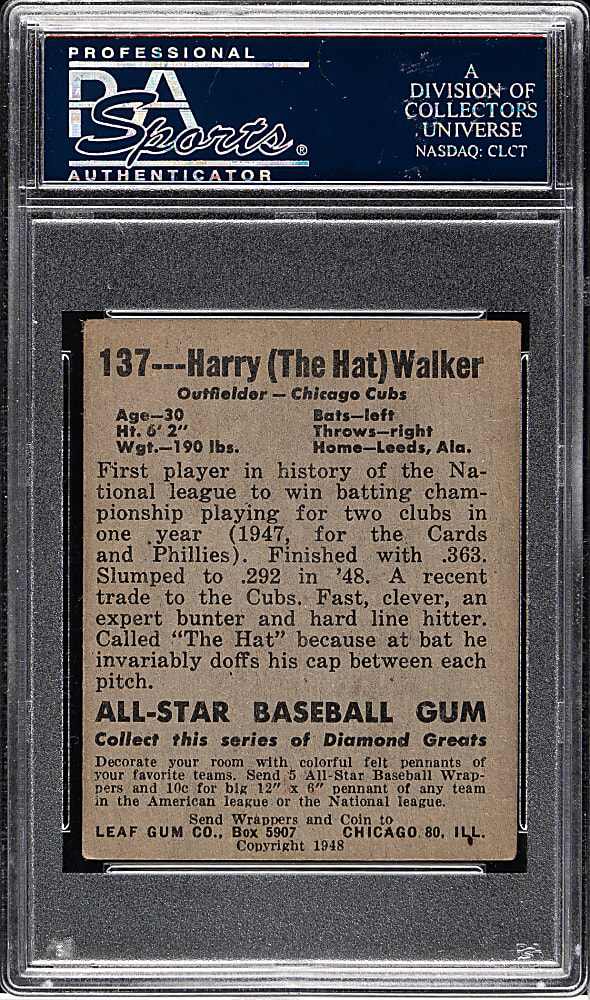 1948-1949 Leaf #137 Harry Walker Short Print PSA VG-EX 4