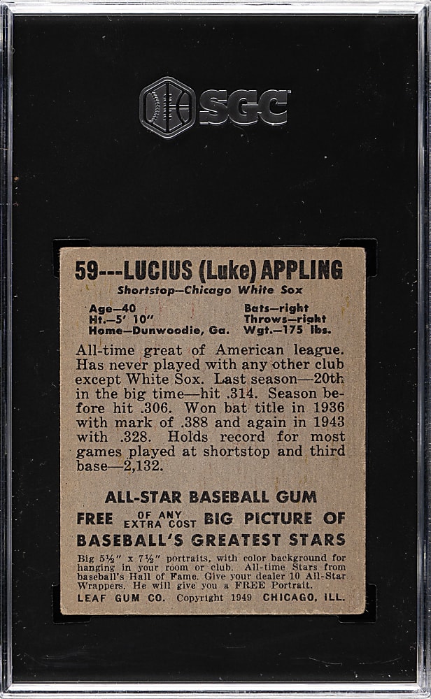 1948-1949 Leaf #59 Luke Appling SGC VG/EX+ 4.5