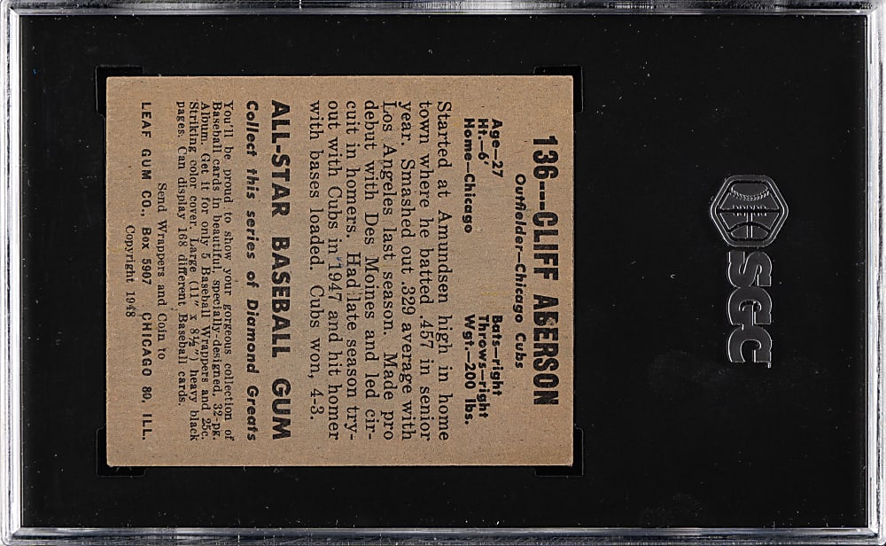 1948-1949 Leaf #136 Cliff Aberson Full Sleeves SGC EX/NM 6