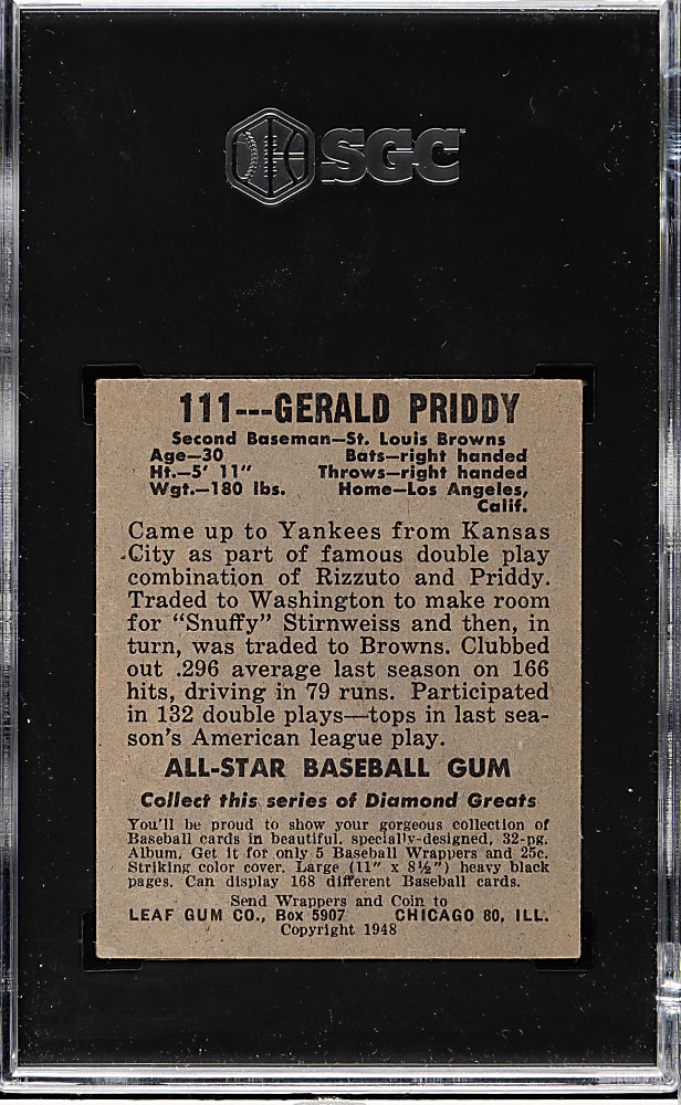 1948-1949 Leaf #111 Gerald Priddy SGC EX/NM 6