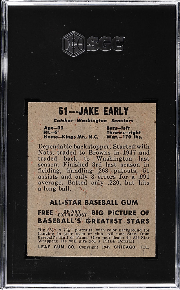 1948-1949 Leaf #61 Jake Early SGC EX/NM 6