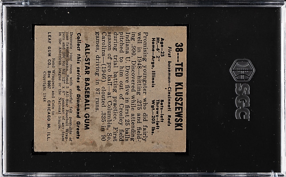 1948-1949 Leaf #38 Ted Kluszewski SGC EX 5
