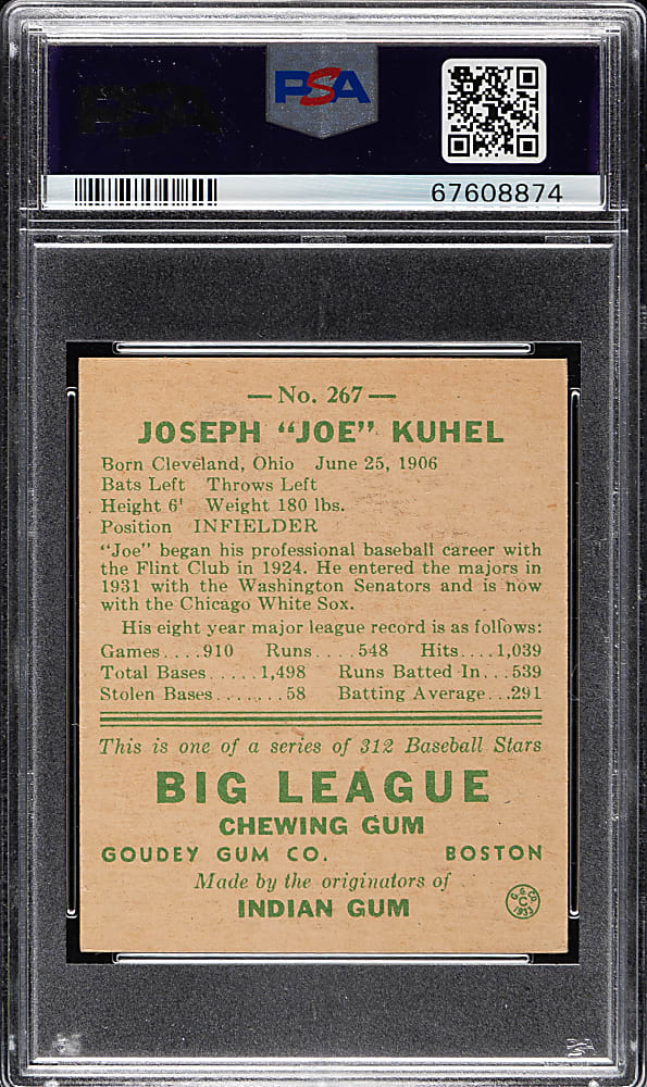 1938 R323 Goudey "Heads-Up" #267 Joe Kuhel PSA EX 5