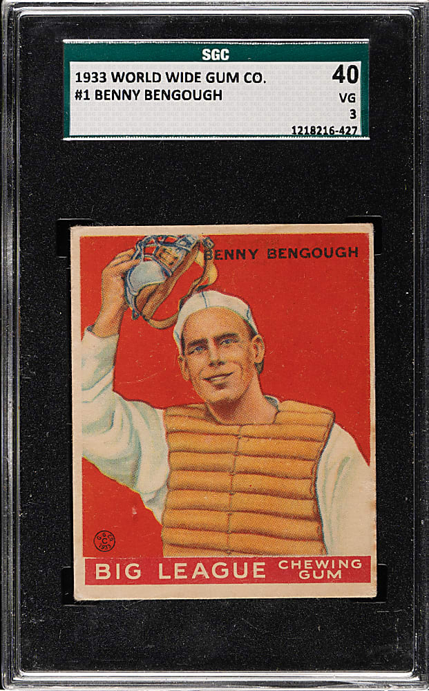 1933 V353 World Wide Gum Canadian Goudey #1 Benny Bengough SGC VG 40
