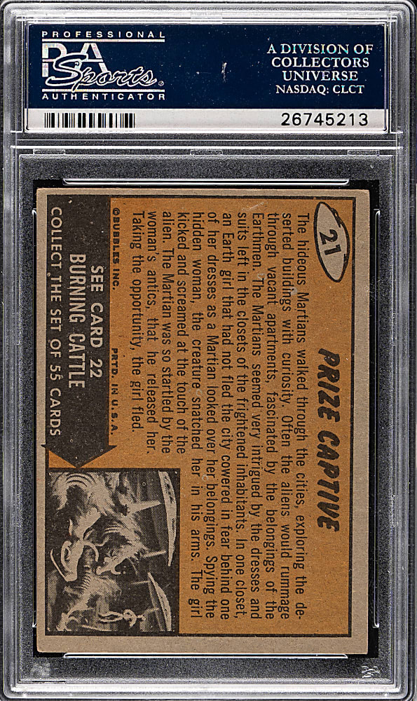 1962 Topps "Mars Attacks" #21 "Prize Captive" PSA VG-EX+ 4.5