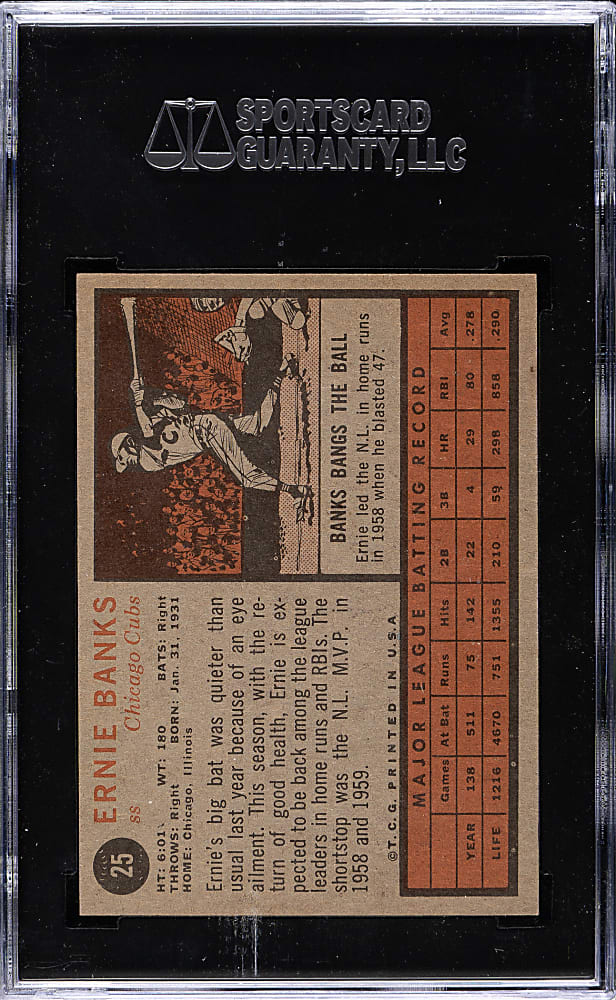 1962 Topps #25 Ernie Banks SGC VG 40
