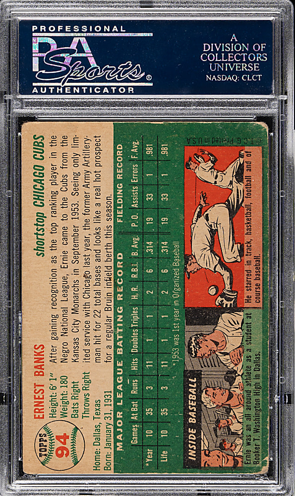 1954 Topps #94 Ernie Banks Rookie PSA VG 3