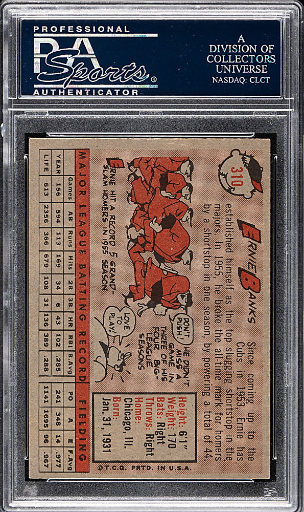 1958 Topps #310 Ernie Banks PSA EX-MT 6
