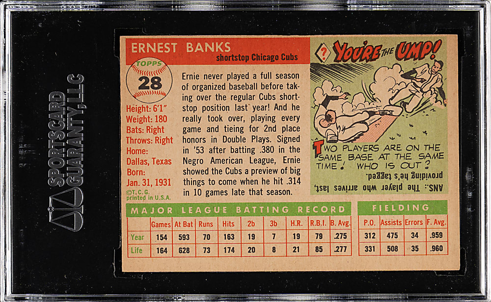 1955 Topps #28 Ernie Banks SGC EX 60