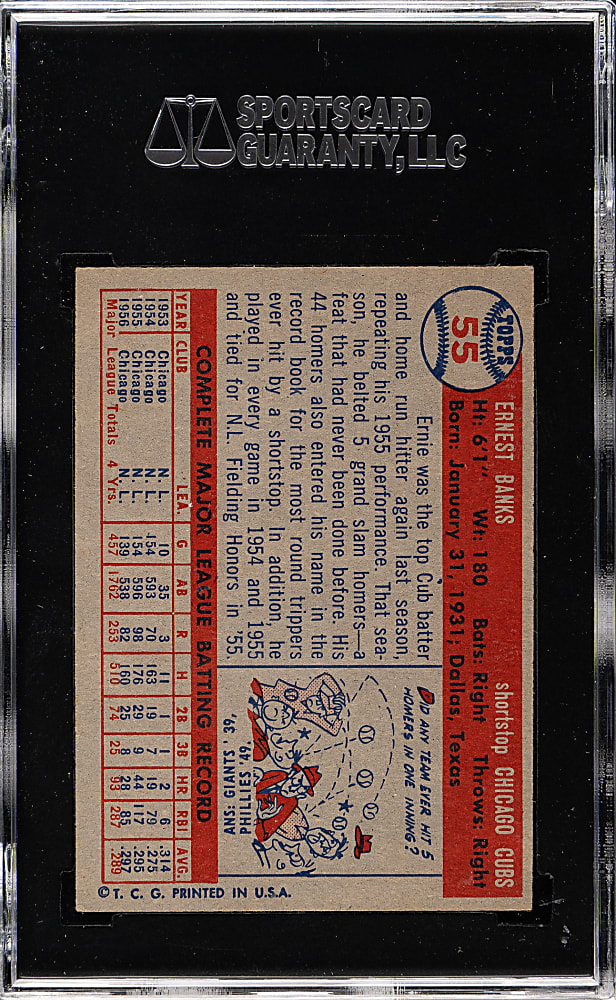 1957 Topps #55 Ernie Banks SGC EX 60