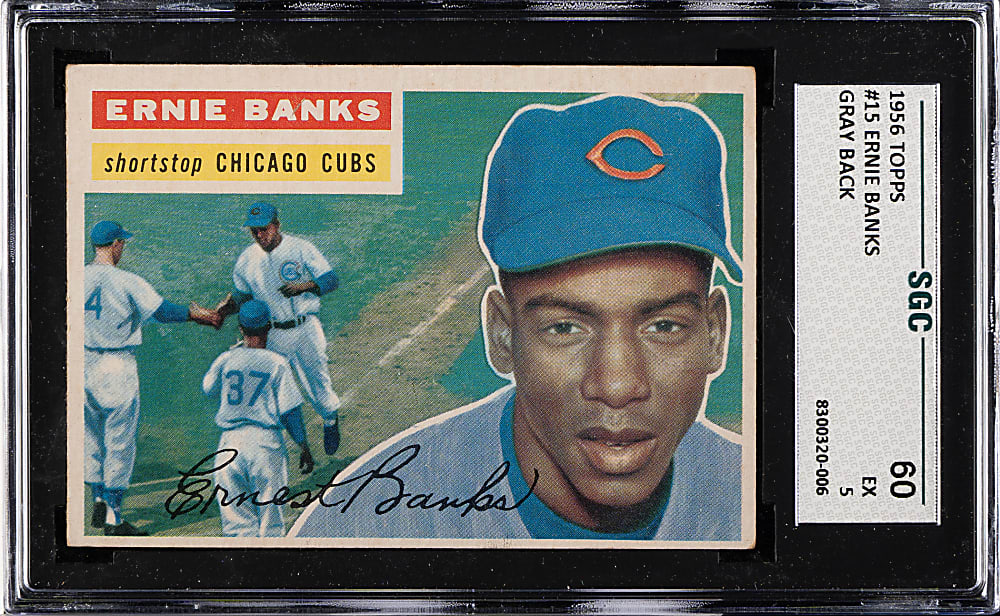 1956 Topps #15 Ernie Banks Gray Back SGC EX 60
