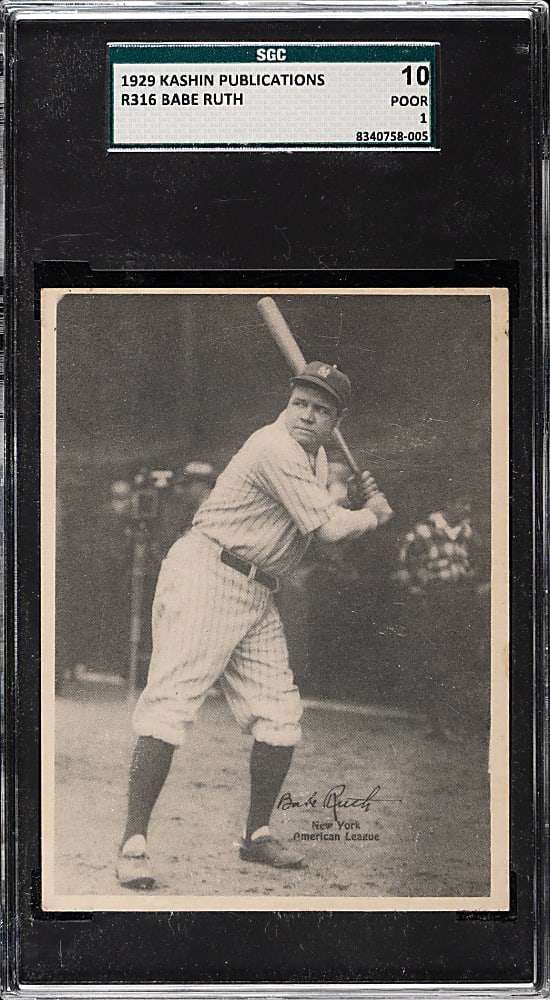 1929 R316 Kashin Publications Babe Ruth SGC POOR 10