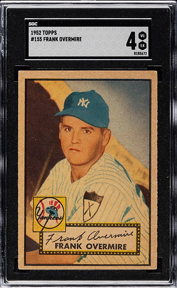 1952 Topps #155 Frank Overmire SGC VG/EX 4 - "Canadian" Gray Back