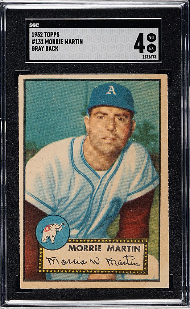 1952 Topps #131 Morrie Martin SGC VG/EX 4 - "Canadian" Gray Back