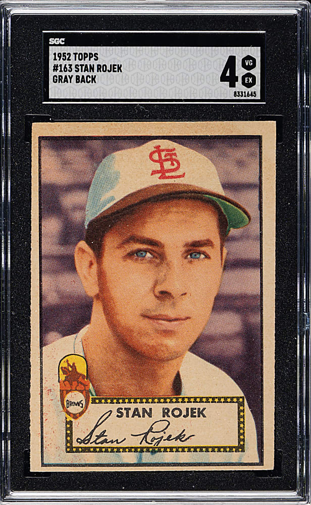 1952 Topps #163 Stan Rojek SGC VG/EX 4 - "Canadian" Gray Back