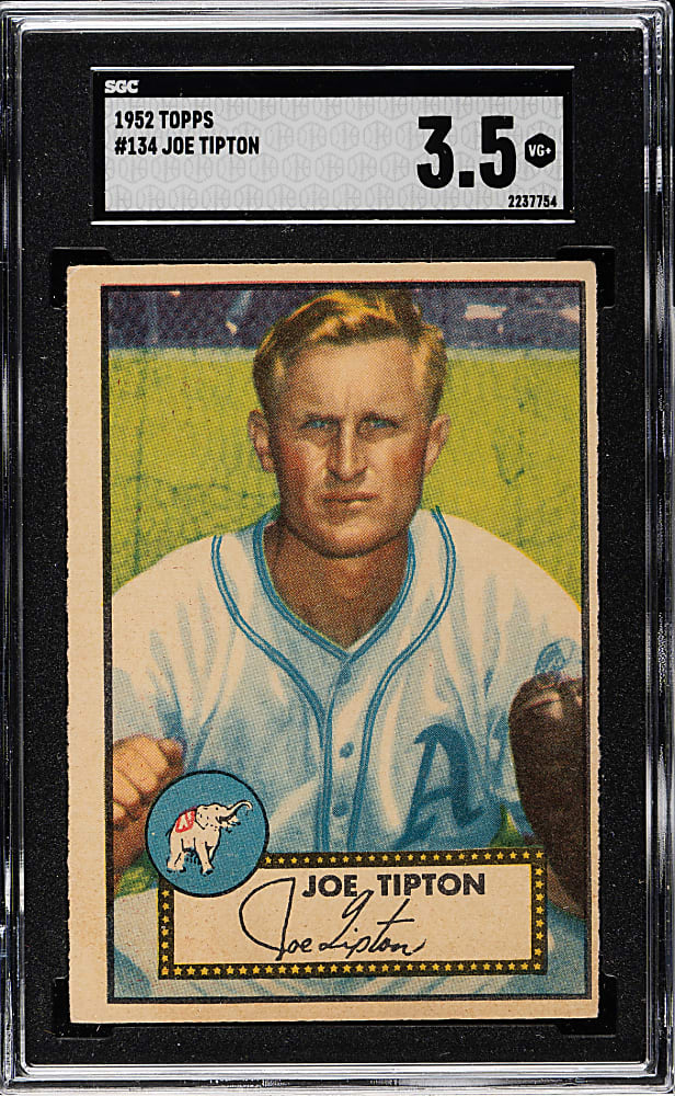 1952 Topps #134 Joe Tipton SGC VG+ 3.5 - "Canadian" Gray Back