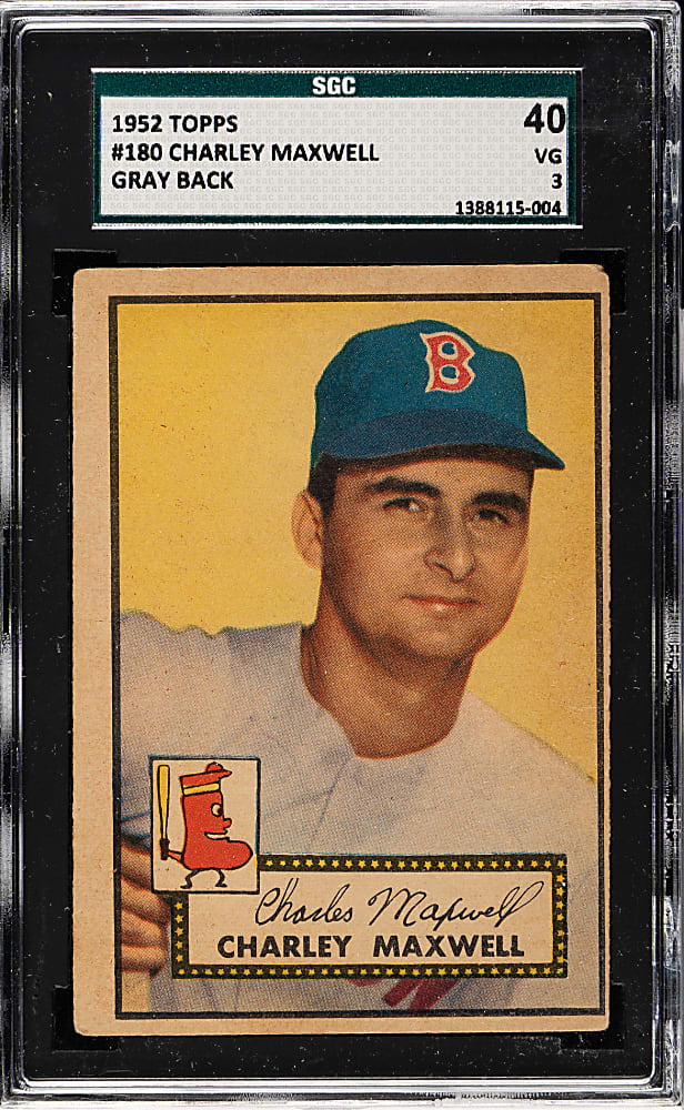 1952 Topps #180 Charley Maxwell SGC VG 40 - "Canadian" Gray Back