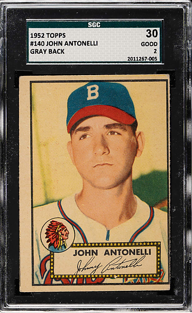 1952 Topps #140 John Antonelli SGC GOOD 30 - "Canadian" Gray Back