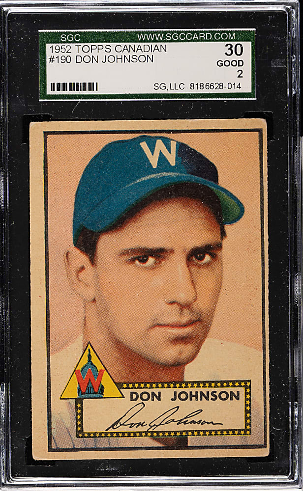 1952 Topps #190 Don Johnson SGC GOOD 30 - "Canadian" Gray Back