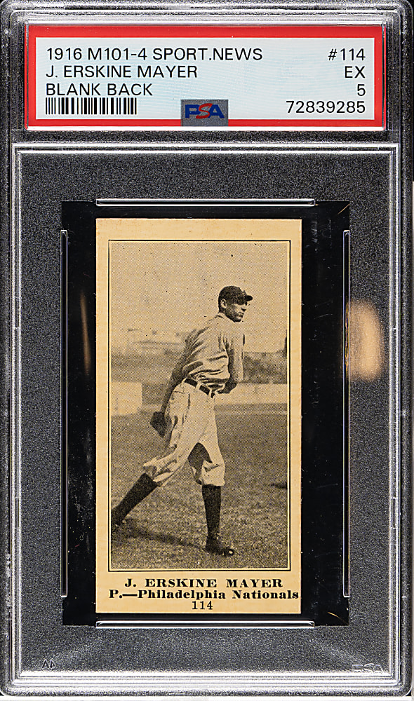 1916 M101-4 Sporting News #114 Erskine Mayer PSA EX 5