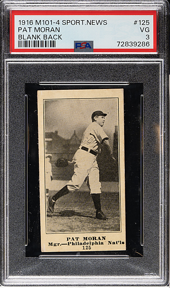 1916 M101-4 Sporting News #125 Pat Moran PSA VG 3