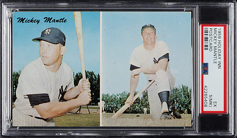 1959 Holiday Inn Postcard Mickey Mantle PSA EX 5 (MK)