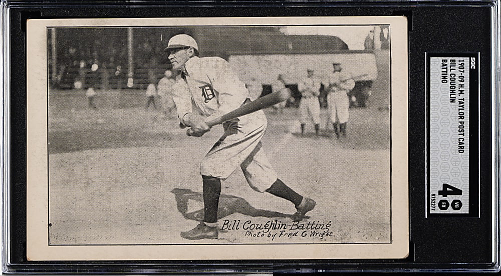 1907-1909 H. M. Taylor Postcard Bill Coughlin Batting SGC VG/EX 4