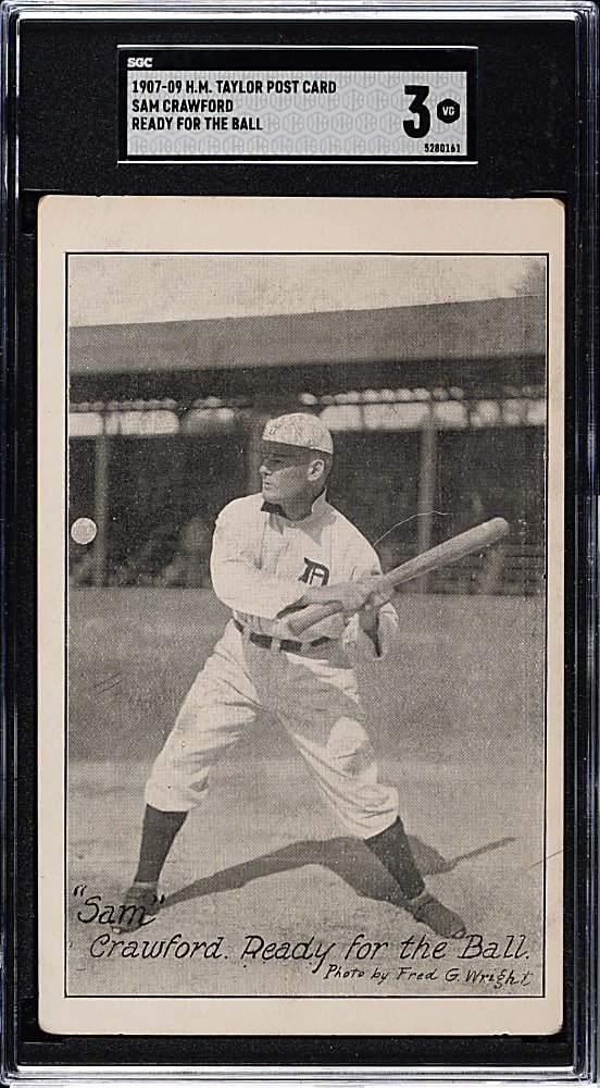 1907-1909 H. M. Taylor Postcard Sam Crawford SGC VG 3